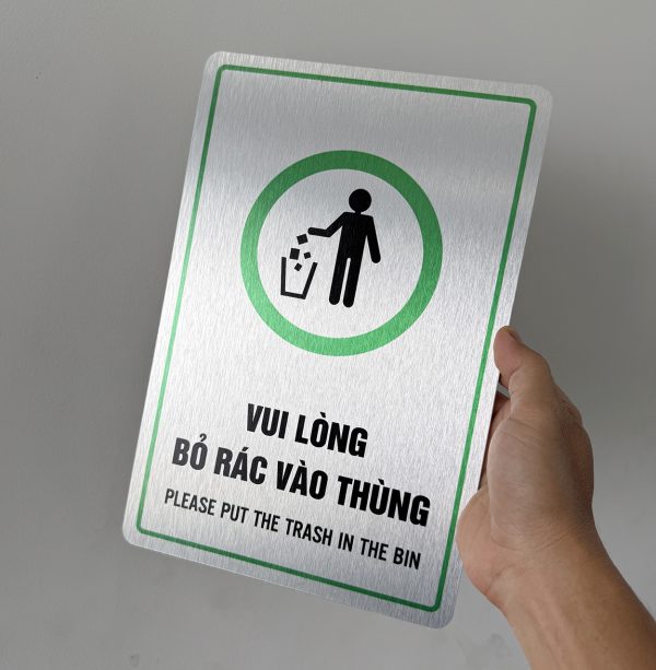 Biển b&aacute;o vui l&ograve;ng bỏ r&aacute;c v&agrave;o th&ugrave;ng BG133 - Ảnh 7