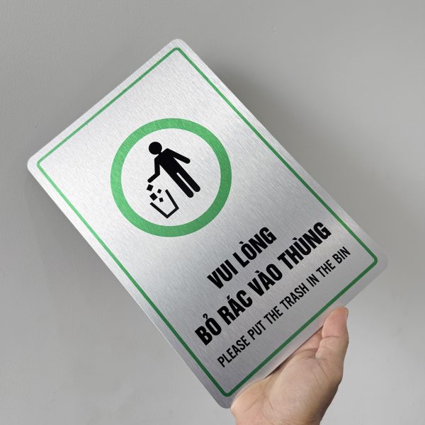 Biển b&aacute;o vui l&ograve;ng bỏ r&aacute;c v&agrave;o th&ugrave;ng BG133 - Ảnh 6